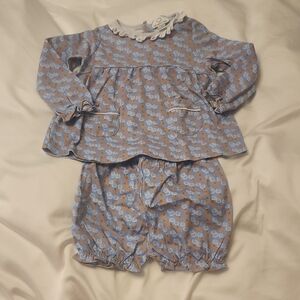 The Proper Peony Pumpkin Print Baby Outfit